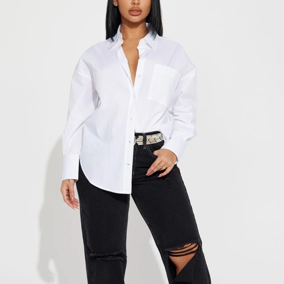 White Poplin Button-down shirt - Picture 2 of 3